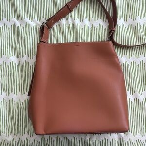 Mango Tan Leather Shoulder Bag